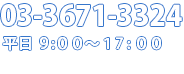 03-3671-3324平日　09:00～17:00